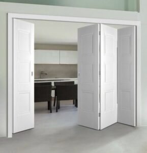 About White Paneled Wooden bifold barn doors