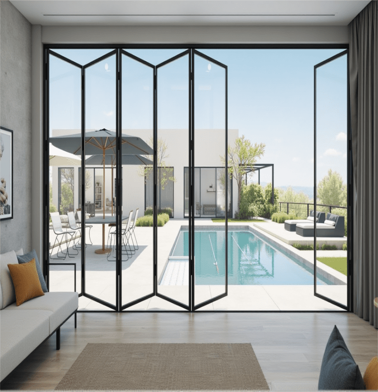 Black Aluminum-Glass Bifold Door