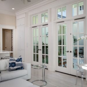 Coastal light luxury mint multi-panel double french door storm doors with clear glass