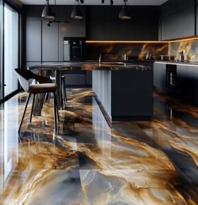 Dark Gold Vein Marble Floors