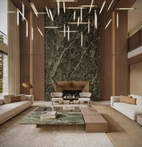 Dark Green Vein Marble Wall Panels