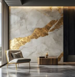 White Gold Foil Marble Wall Panels