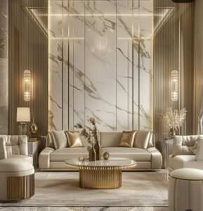 Gray White Line Marble Wall Panels