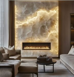 Backlighting Beige Marble Wall Panels