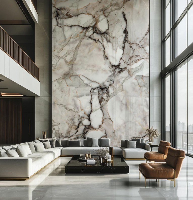 Complex Vein Light Marble Wall Panels