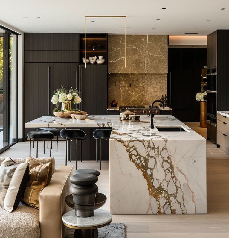 White Golden Vein Marble Countertops