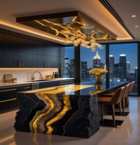 Black Gold Vein Marble Countertops