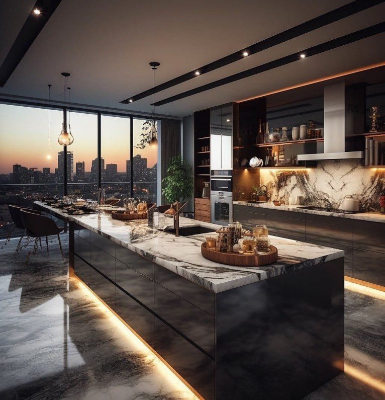 Black White Vein Marble Countertops