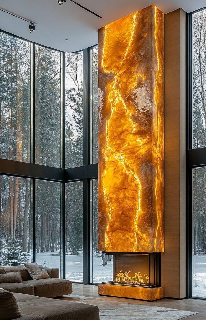 warm backlighting marble wall panels