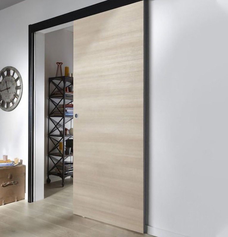 Scandinavian airy light wood minimalist wooden sliding barn door