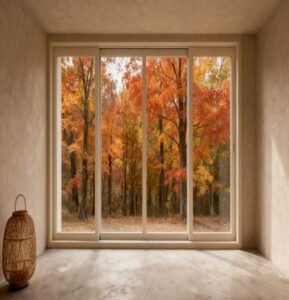 Minimalist universal slim frame clear glass sliding window