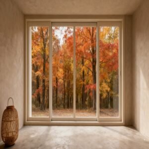 Minimalist universal slim frame clear glass sliding window