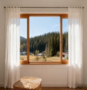 Warm flexible oak veneer wooden sliding window
