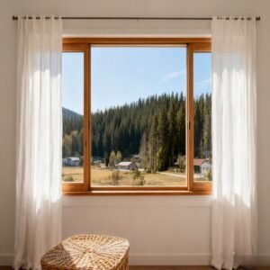 Warm flexible oak veneer wooden sliding window