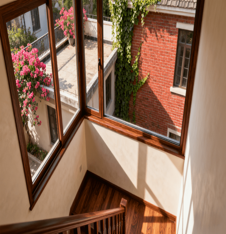 Classic universal ivory solid wood grid-pattern glass sliding window