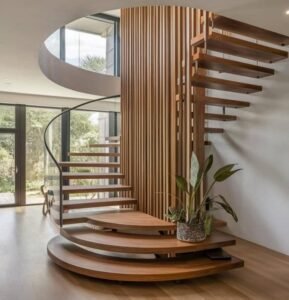 Wood Glass Natural Spiral Staircase