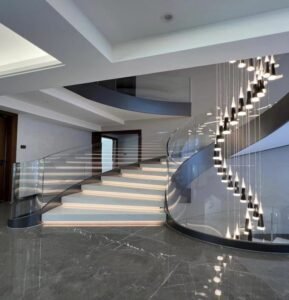 Glass Metal Lit Spiral Staircase