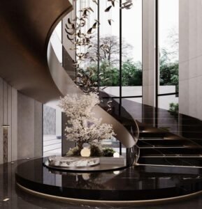 Black Marble Art Spiral Staircase