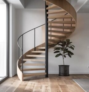 Nordic Wood Metal Spiral Staircase