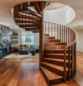 Dark Wood Retro Spiral Staircase