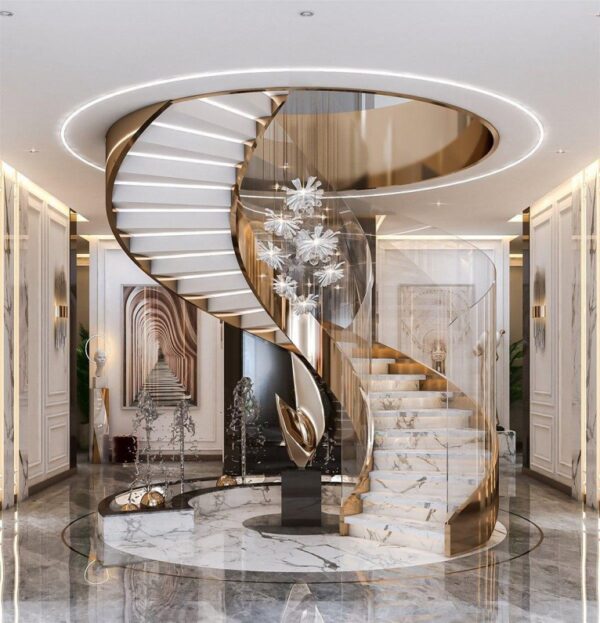 Marble Gold Luxury Spiral Staircase – Yolo Design