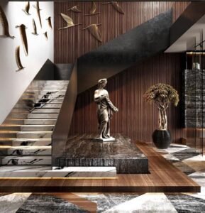 White Marble Straight Staircase