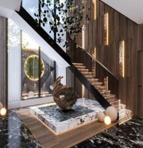 Marble Art Straight Staircase