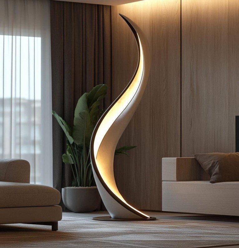 White S-Shaped Arc Floor Lamp