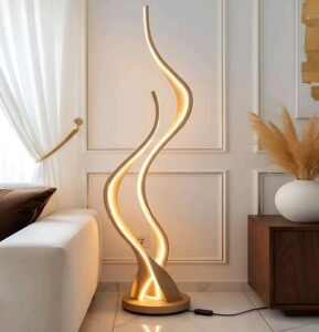 Golden Double Spiral Arc Floor Lamp