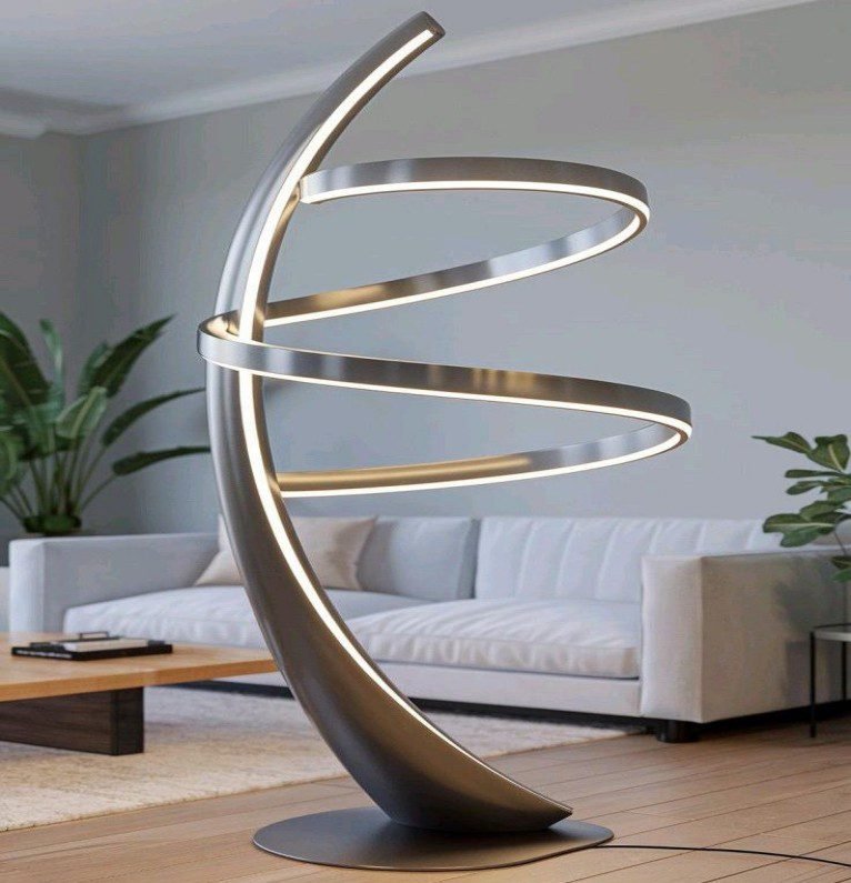 Silver Multi-Ring Arc Floor Lamp