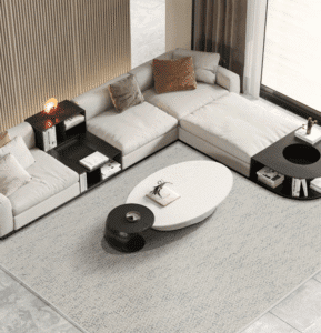 Light Grey Blue Speckled Berber Carpet displays speckled texture, modern minimalist, crafted for durability, adds subtle elegance to urban living spaces.