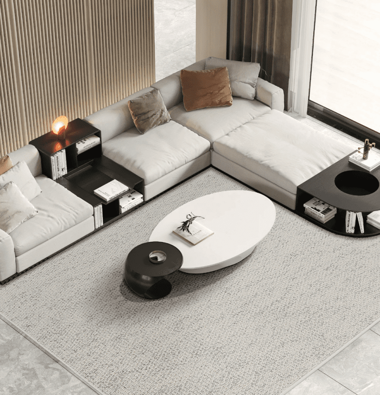 Light Grey Blue Speckled Berber Carpet displays speckled texture, modern minimalist, crafted for durability, adds subtle elegance to urban living spaces.