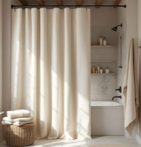 Cream Minimalist Boho Shower Curtain
