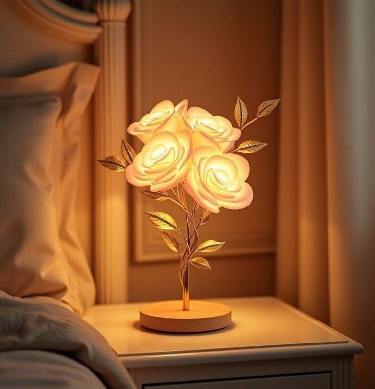 Rose Flower Shaped Bedside Lamp