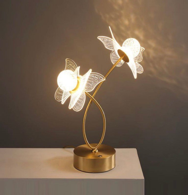 Butterfly Shaped Golden Bedside Lamp