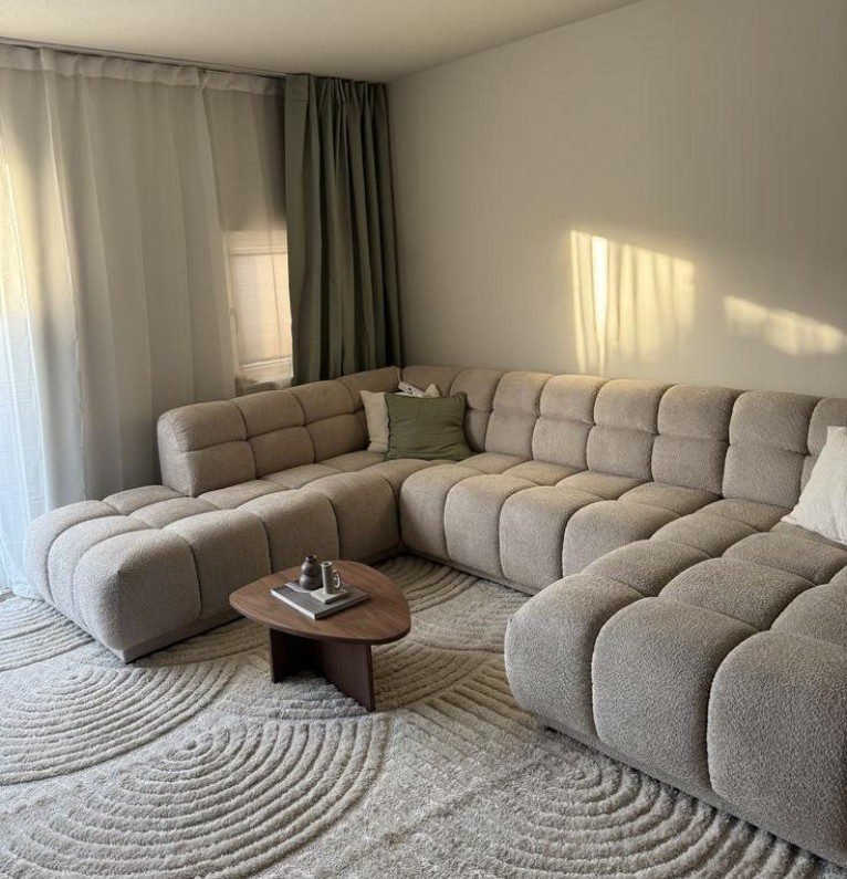 Light Grey Plush Cloud Sofa features soft texture, modern stylish, crafted with plush material, add cozy charm to contemporary living spaces.