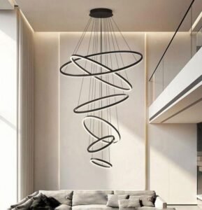 Black Linear Ring Chandelier