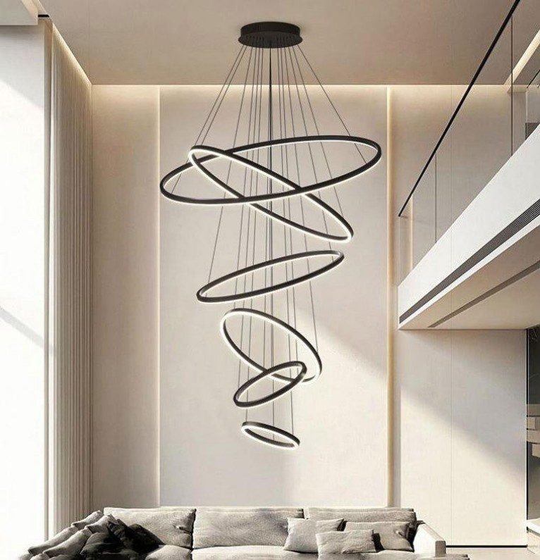 Black Linear Ring Chandelier