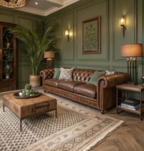 Vintage Brown Leather Chesterfield Sofa offers heritage design, classic chic, built with durable leather, complement American decors with gentle sophistication.