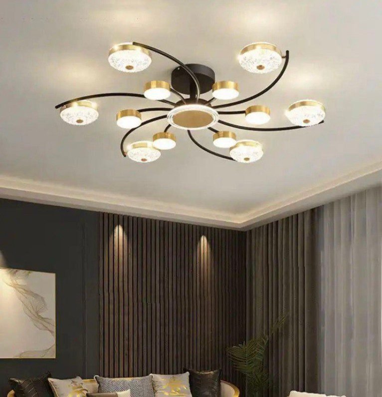 Black Gold Spider-Shaped Ceiling Lamp