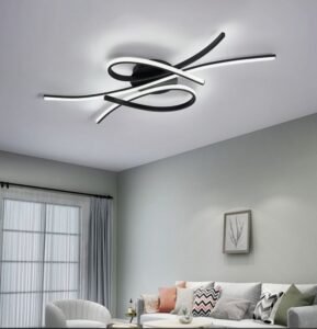 Black-White Curved Cross Ceiling Lamp