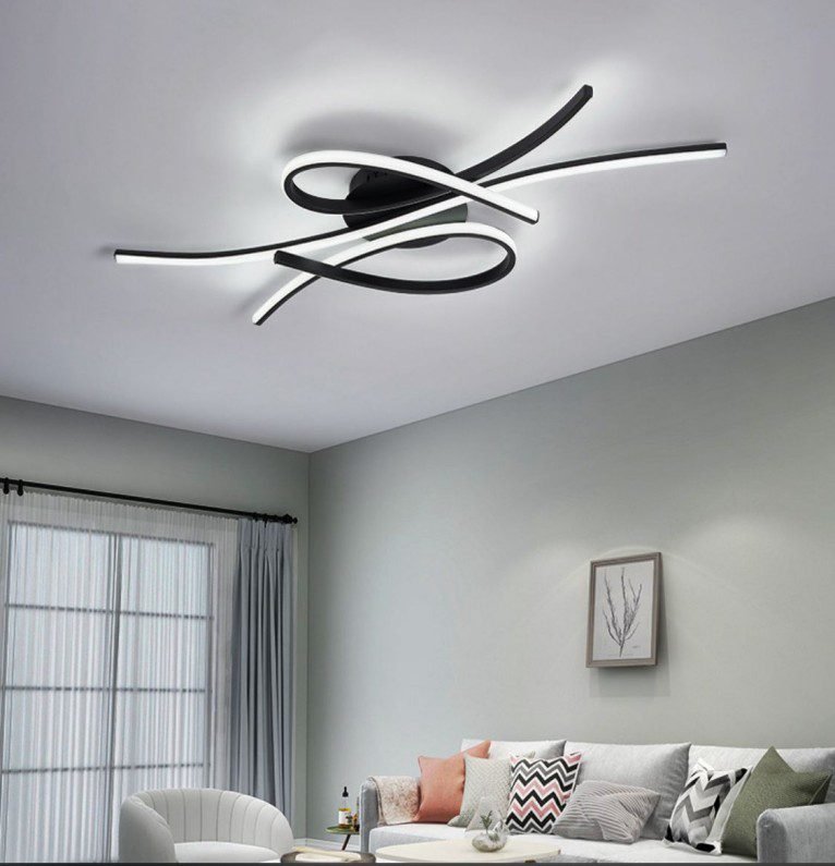 Black-White Curved Cross Ceiling Lamp