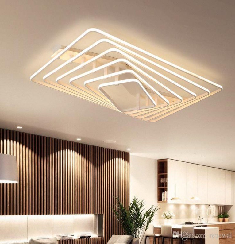 White Multi-Layer Square Ceiling Lamp