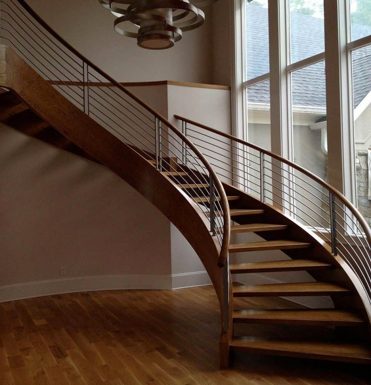 Dark Wood Curved Staircase
