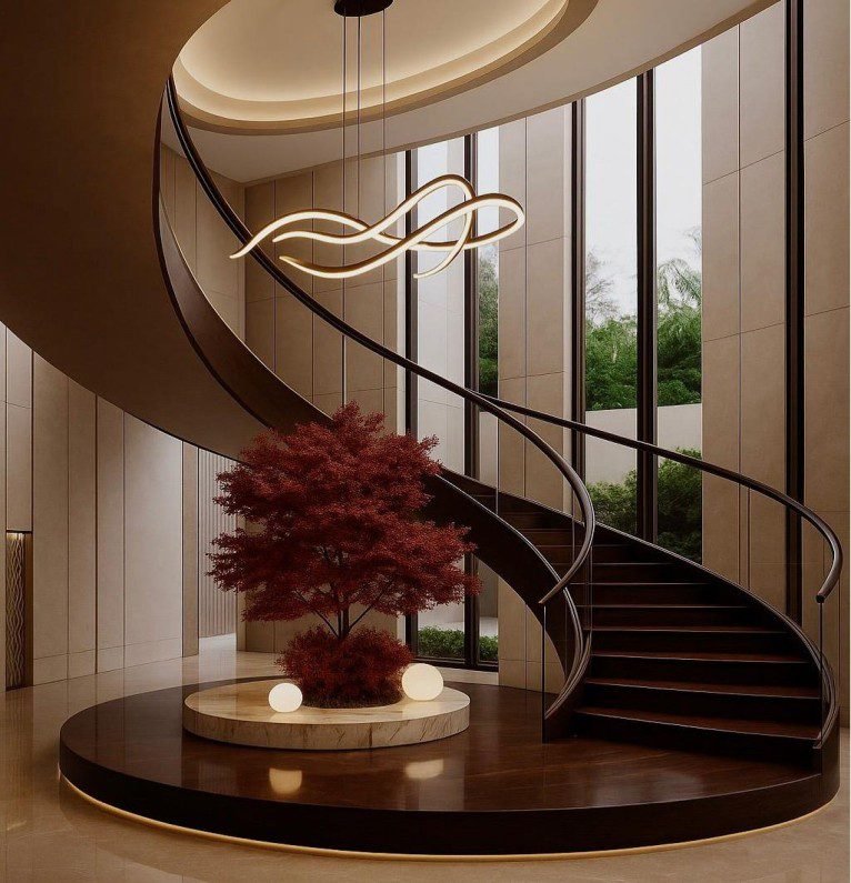 Dark Curved Staircase