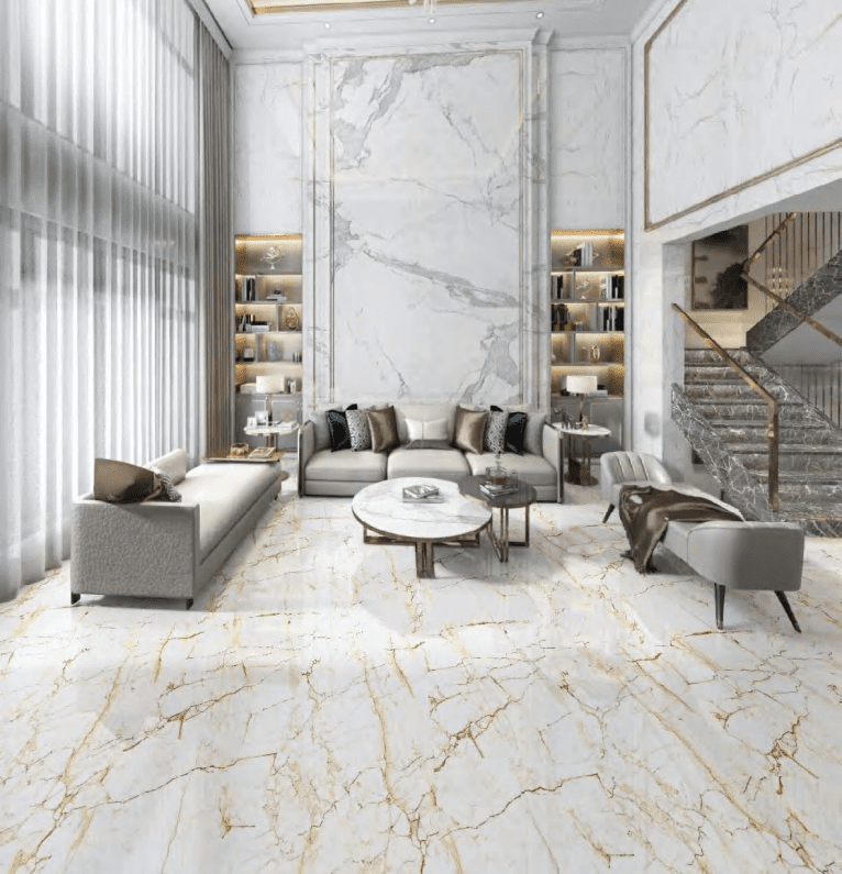 White Gold Vein Ceramic Tile