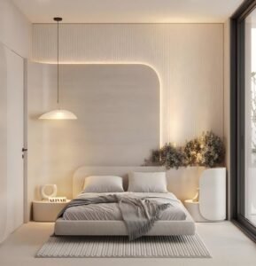 Dark Grey Leather Modern Double Bed features sleek leather, industrial style, create bold ambiance in modern bedroom spaces.