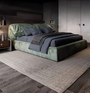 Green Velvet Luxe Double Bed boasts with the rich texture, opulent style and add lavish charm to the luxury bedroom spaces.