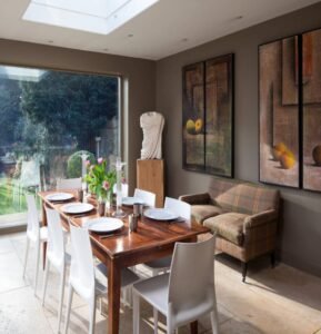 Dark Wood Artistic Dining Table boasts unique design, artistic style, crafted with solid wood, add refined charm to stylish modern dining spaces.