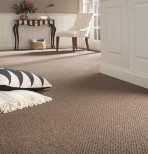 Brown Textured Flatweave Carpet boasts dense woven texture, classic warm, crafted for longevity, adds cozy sophistication to traditional living areas.